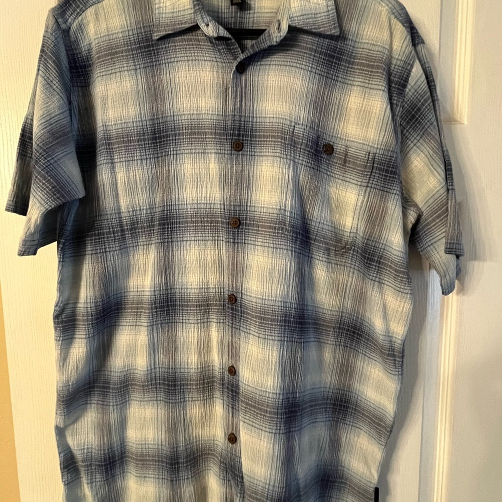 Patagonia Navy and White Plaid Men's Shirt